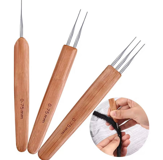 Set 6 Uncinetti in Legno per Dreadlocks - 0.5mm e 0.75mm
