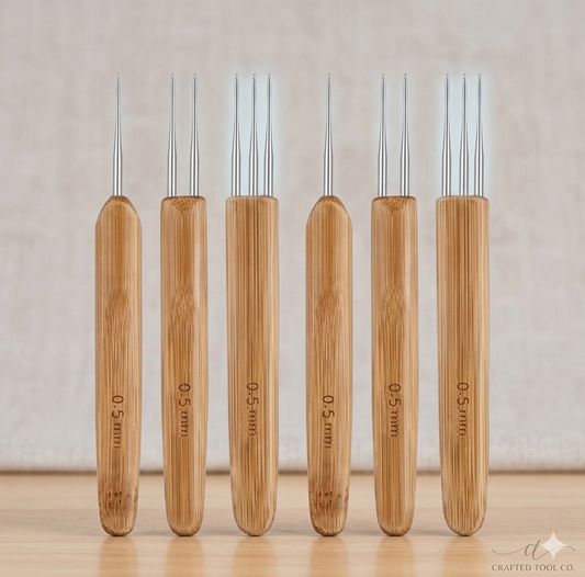 Set 6 Uncinetti in Legno per Dreadlocks - 0.5mm e 0.75mm