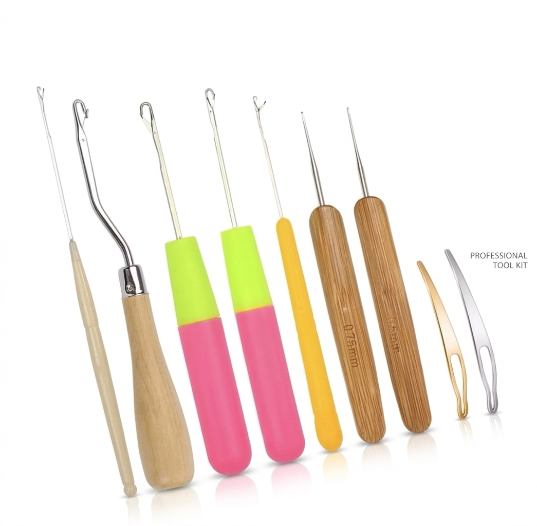 Kit Completo 9 Ganci Uncinetto per Dreadlocks - Strumenti Professionali
