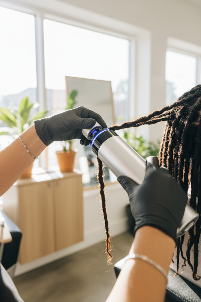 Utilizzo professionale della macchina per dreadlocks
